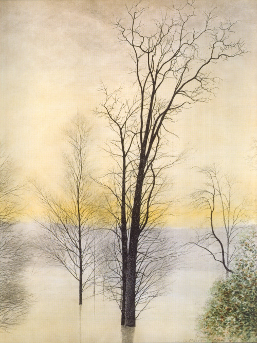 wetreesinart: Léon Spilliaert (Belg. 1881-1946), Trees in the Flood. 1944, aquarelle sur