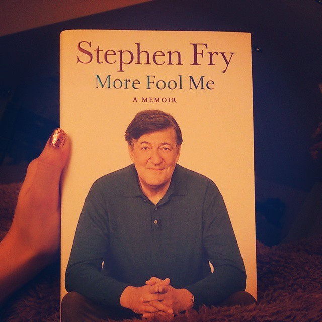 In bed with #StephenFry this evening #morefoolme #memoir #book