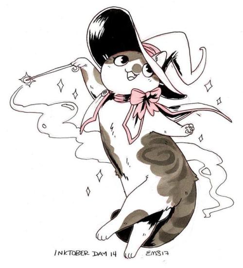 #inktober no. 14! Magical witchy Miya (@weissidian’s kitty) to go with Pengu!!! I drew this li
