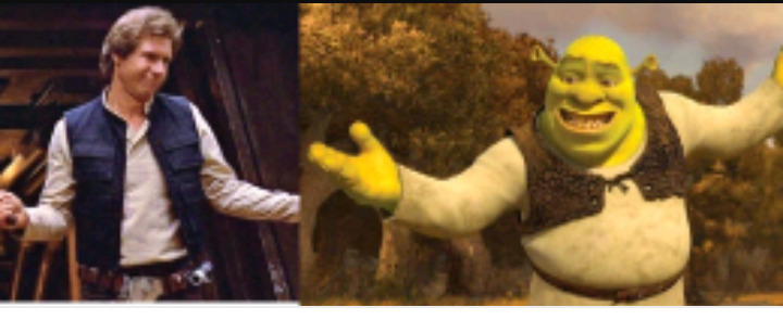 tryingtoactnatural: stvrmbreaker:  just-shower-thoughts: Shrek and Han Solo kinda