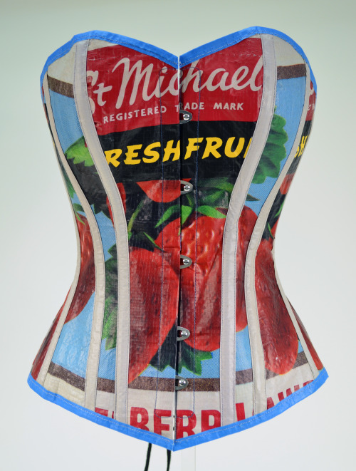 Make do and mend is the theme for our June Corset of Month. Made of shopping bags from a well-known 