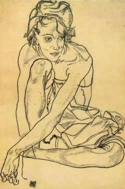 last-picture-show: Egon Schiele, Kniendes Mädchen ( Crouching Woman), 1918 