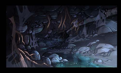 The first BG Paints I did for Gravity Falls season 2. Some underground tunnel and lab stuff from &am