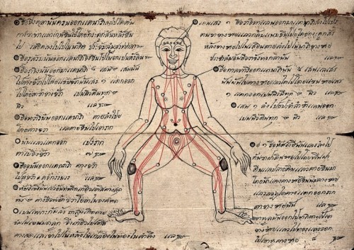 A guide to pressure points for use in ‘Thai Yoga Massage’. 1850