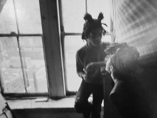 Jean-Michel Basquiat and Madonna photographed by Stephen Torton at his loft on Crosby Street, 1982. 