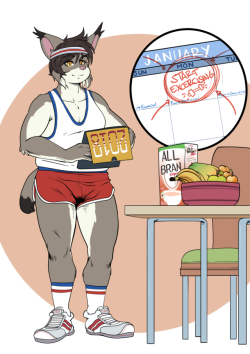 mangolynx:  New Year’s Resolutions  “New year, new me!This is gonna be the year when these extra pounds of fat will be replace by muscle.” —  “Wh-what, it’s cheat day anyway!You should know that all this is fuel to produce that muscle mass,