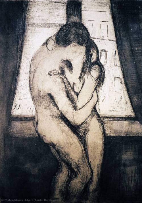 ~The Kiss, 1895~ Edvard Munch (Norwegian, 1863~1944)Etching and drypoint.️: Metropolitan Museum of 