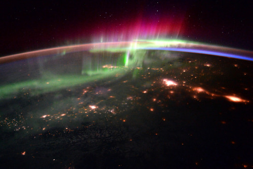 Aurora over northern Canada, 20 January 2016, photographed by Tim Peake