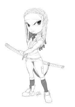 tovio-rogers:  a very tiny michonne from the walking dead    &lt;3 u&lt;3