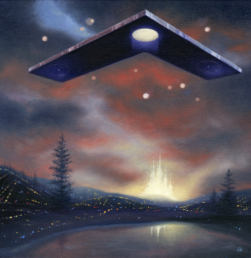 Spaceship Over Childress City12 x 12 inchesOil on canvas Sold