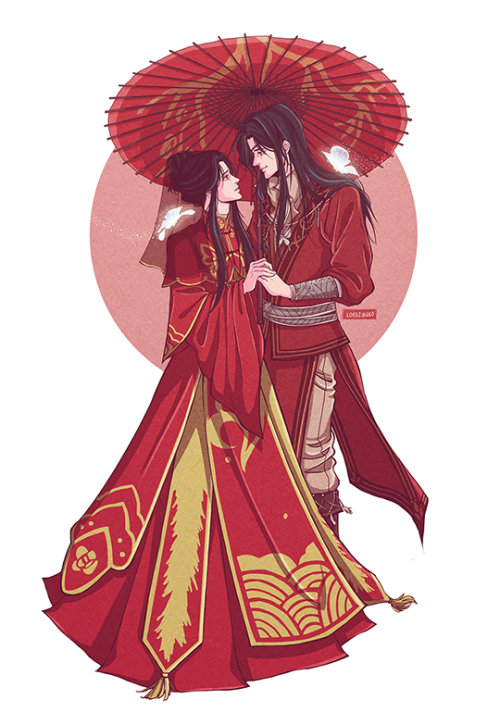 Did a HuaLian commission for @write-my-dreams that umbrella killed me lmao worth it tho &lt;3