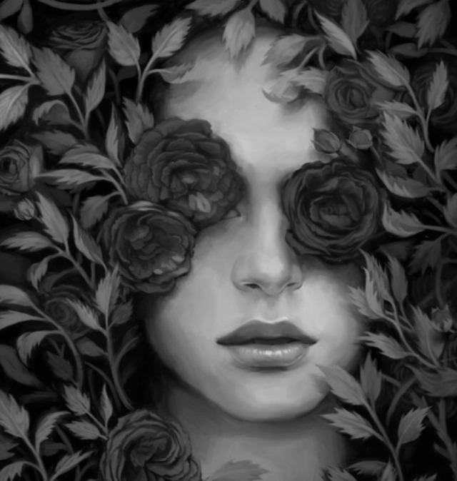 With flowers in her hair...