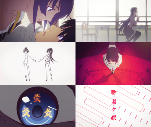 crofesima:  ✂ Bakemonogatari:  Hitagi Crab  Senjougahara Hitagi is regarded as a so-called weak girl in the class. She doesn’t seem to have any friends. Not even one person. Of course on the other hand, you can’t say that she’s being bullied.