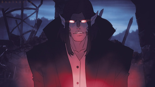 solkorra:  Castlevania x Voltron Legendary Defender :3Again, I know, but I wanted make screenshots from the castlevania series with the voltron characters.Is funny see the Dracula Zarkon I did -zarkon with long hair omg- xDInstagramStore RedBubble