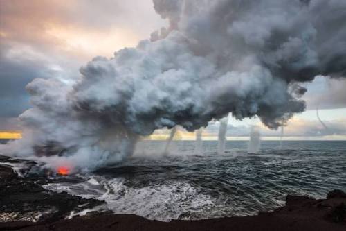 Volcanic vorticesThe photo shows where the lava from the long-lived eruption of Kilauea on the main 
