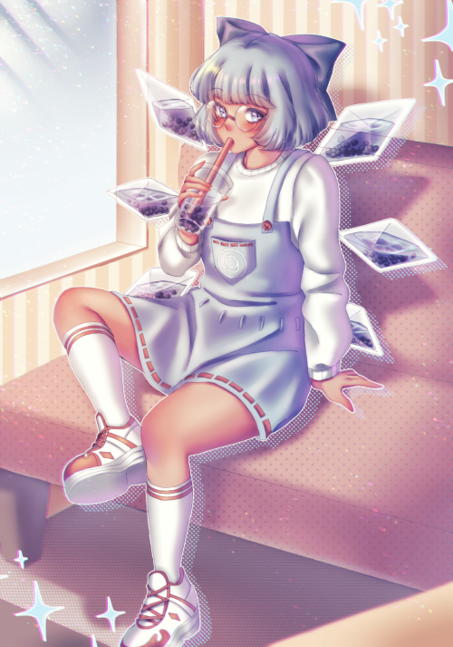 cirno i drew for this year’s Fairy Fiesta Sweets zine!!! happy cirno day  ⑨ ⑨ ⑨