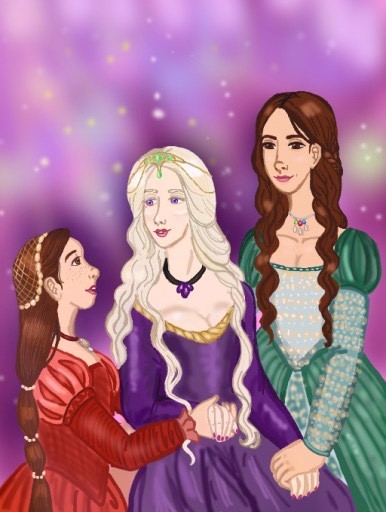 sweetestpopcorn: Rhaenyra and the Strong Sisters aka Alla (right) and Careleen (left) Strong also al