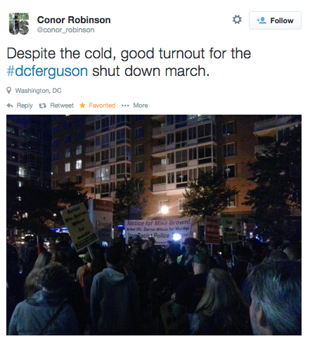 socialjusticekoolaid:   Today In Solidarity (10.4.14): Protesters in Washington, DC shutdown Georgetown for several hours, marching for justice for Mike Brown and an end to police brutality. So proud of the people still keep this going, around the country