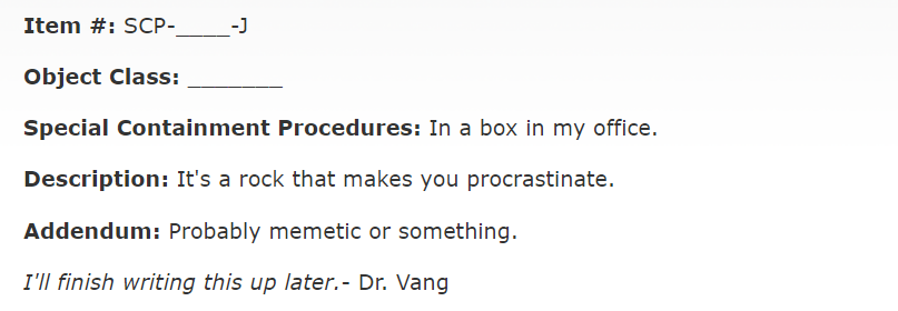randomitemdrop: charlesoberonn:   Okay but this is hands down the best SCP   Item:
