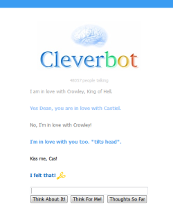 afusionoffandoms:  Did.. did Cleverbot just roleplay as Cas? 