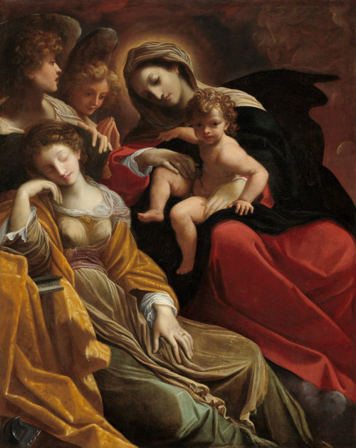 classic-art: The Dream of Saint Catherine of Alexandria Lodovico Carracci, c. 1593  Ludovico Carracci (Bologna, 1555 - Bologna, 1691)