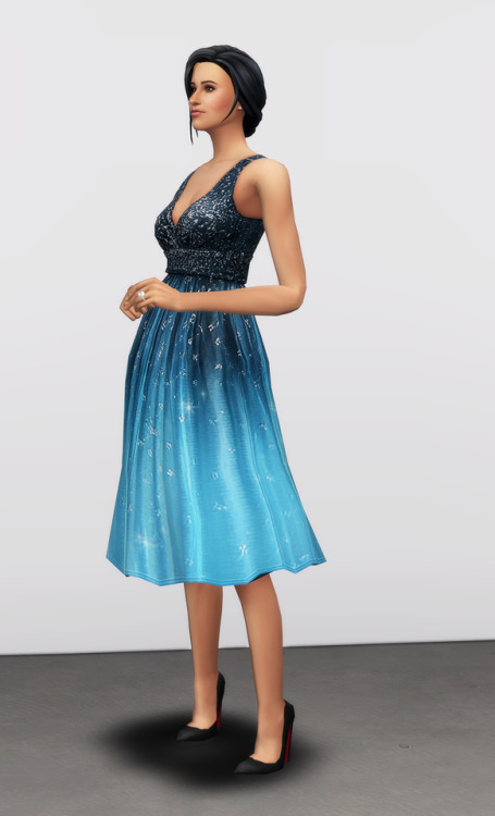 rusty-sims: Embellished Blue Ombré Dress by Marchesa Notte / 8 Color 무단수정/2차배포 절대 금지 DO NOT U