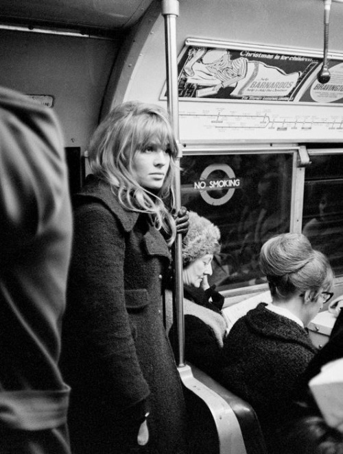 summers-in-hollywood:  Julie Christie on the London Underground, 1965. Photo by David Hurn