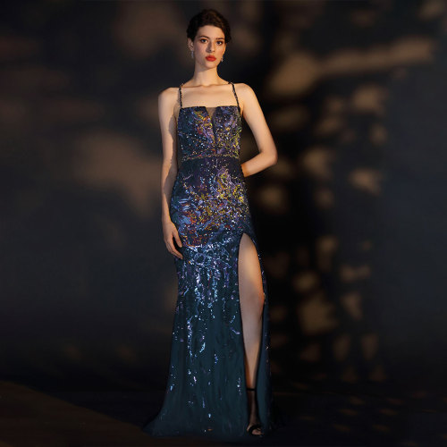 eDressit Blue Spaghetti Halter Shiny Beads and Sequins Party Dress (00207905)