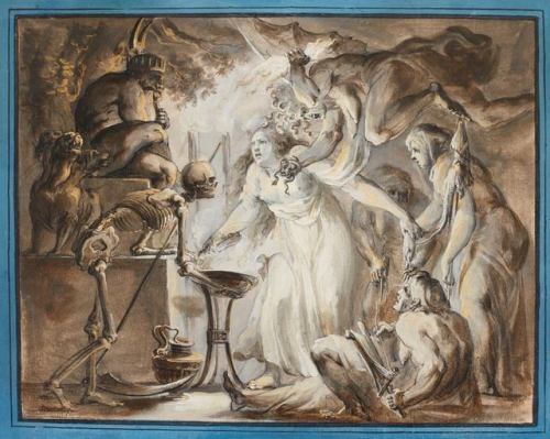 blackpaint20:   Giovanni David (1743 - 1790)  Nightmare, Pen and black and grey ink with grey a