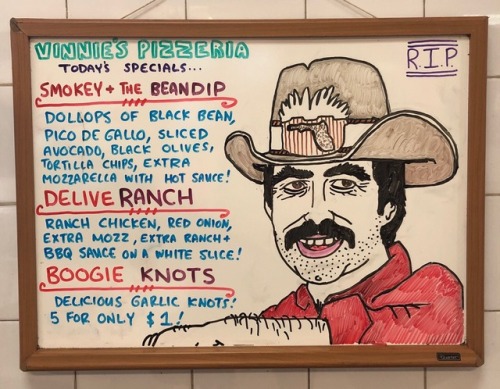 Honoring you in the only way we know how. Rest in Pizza, Burt Reynolds.