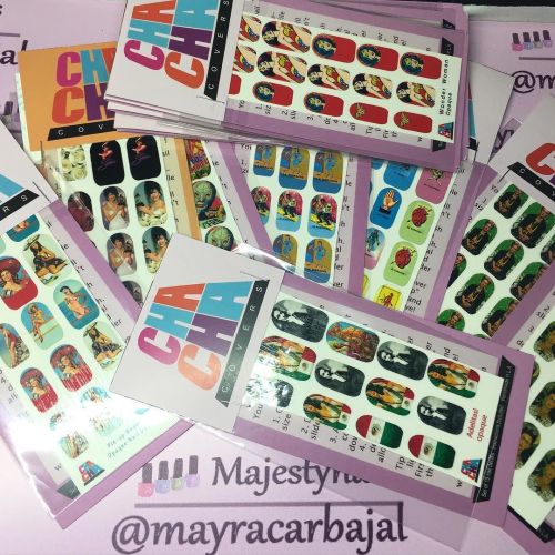 In love with these cute nail wraps from @chachacoversI had to get them all #loteria #frida #selena #