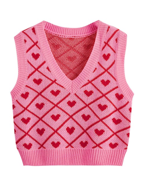 peachblushparlour:Heart & Argyle Pattern Sweater Vest