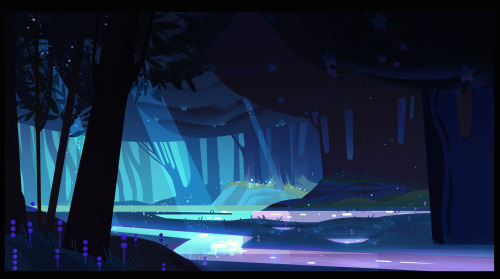 ellemichalka:I got to reunite with Steven Universe last year to work on the episode “The Answer”! Here are some of the BGs. It was awesome working with my friend and art director Jasmin Lai who helped inspire the style.