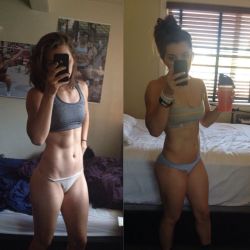 fightoncarryon:  Paleo (left) v Not Paleo (right)  The main differences I noticed while doing Paleo (did it for 2 mos) were: more definition in conjunction with lower body fat, and higher energy levels throughout the day, though I did notice a significant