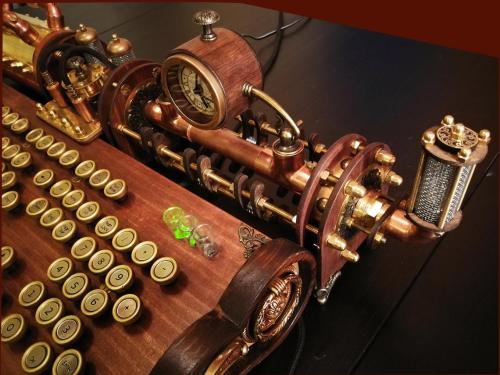 Fully Handcrafted Set of steampunk (neo-victorian, antique look) keyboard, mouse and USB lights Avai
