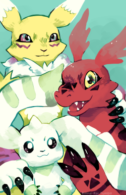 rinnai-rai:  I made a digimon poster cuz… i really need one in my life.Terriermon is the all time best cutie