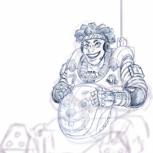 Clown Mecha Pilot WIP. The first of a small series of mecha pilots ideas. #wip #drawing #sketch #dai