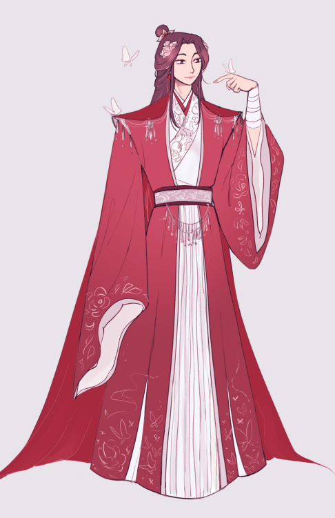 checaria: hua cheng dressing xie lian up in his colors and jewelry!!