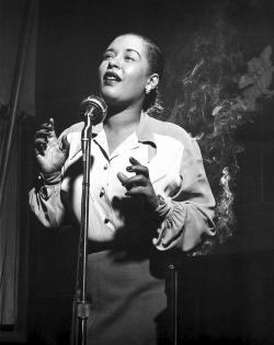 blackhistoryalbum:  LADY DAY | FIRST LADIES OF JAZZ SERIES—- Billie Holiday, legendary jazz and blues singer, in concert. 1950s