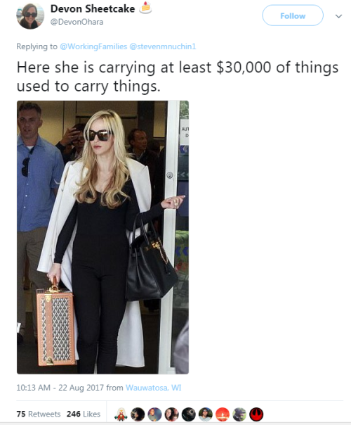 thetrippytrip: Louise Linton gets what she deserves on Twitter.Thanks Working Families Party twitter account for making this post. The thread is amazing.‘I apologise for my post on social media yesterday as well as my response. It was inappropriate