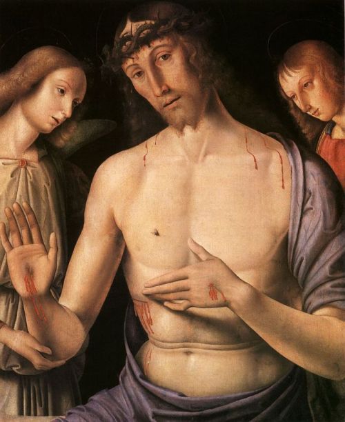 Giovanni Santi, Christ Supported by Two Angels, 1490