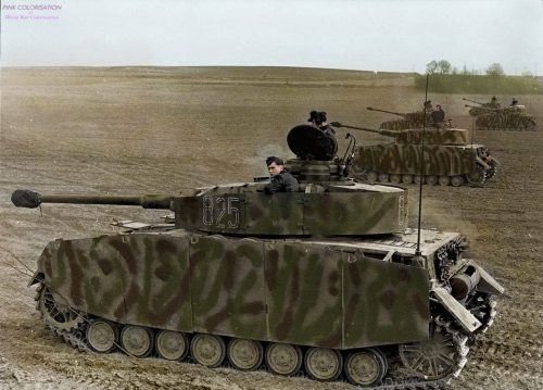  Panzer IV ausf H somewhere in France, 1944. I hope you like the colourisation, don’t forget t