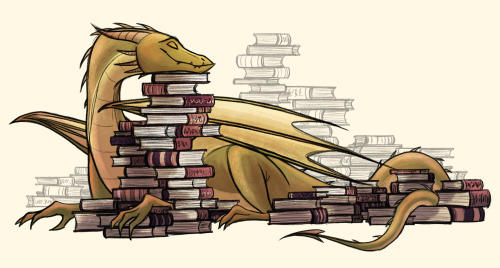 definitelydragonrpgideas:  isabellegedigk: Happy book dragon :) Have a book dragon who is willing to lend his books out. However, if you fail to return the book on time, he will hunt you down and kill you.