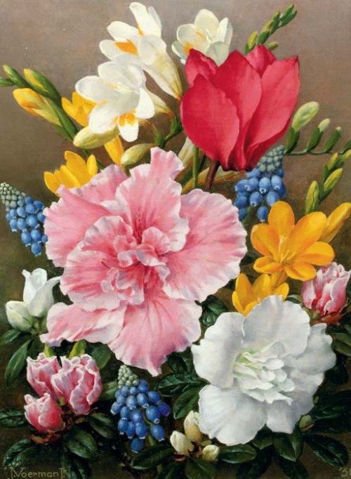 art-and-things-of-beauty:    Jan Voerman jr. (Dutch, 1890-1976) - Flowers, oil on canvas, 23,5 x 18 cm. 1951.   