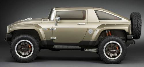 Hummer HX Concept, 2008. A prototype for a Jeep Wrangler-sized hummer powered by a 3.6 litre V6. The