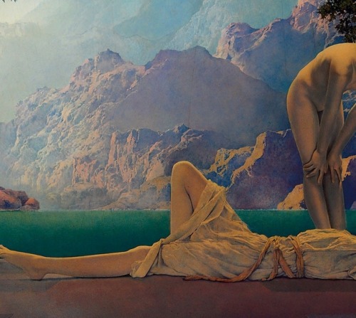 Details, part I: Daybreak, 1922, by Maxfield Parrish.