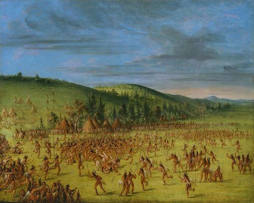 historical-nonfiction:  Ball-play of the Choctaw: Ball-up, 1846–50. By George Catlin (1796&nda