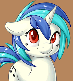 ambris-art:  fearingfun:Have a cute Vinyl. :3Click here for WebM (Click’n’drag to resize)Click here for slightly large .gif  That is freaking adorable