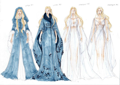 elithien:A series of fashion sketches for the Elven Queen’s wardrobe. Travel, winter, nightwea