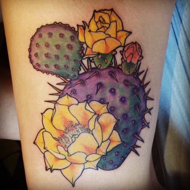 Prickly pear tattoo  Tattoos Old school ink Flower tattoo